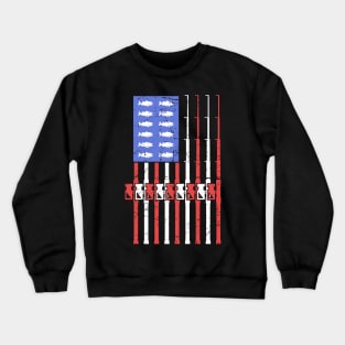 Bass Fishing American Flag Crewneck Sweatshirt